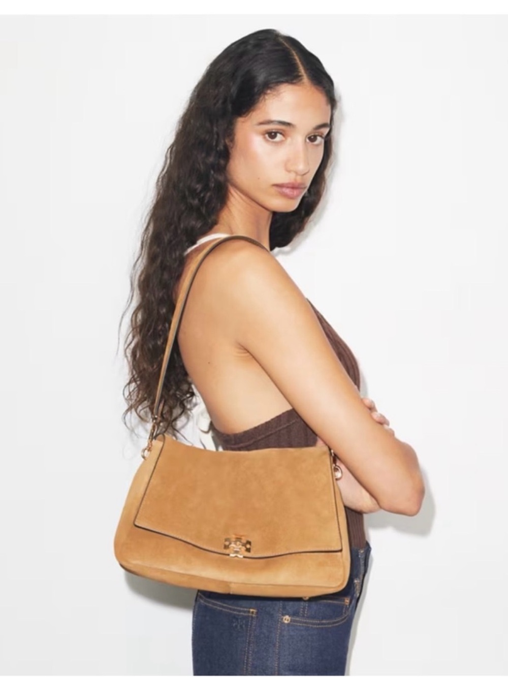Tory Burch Charlie Suede Shoulder Bag - Picture 7 of 8